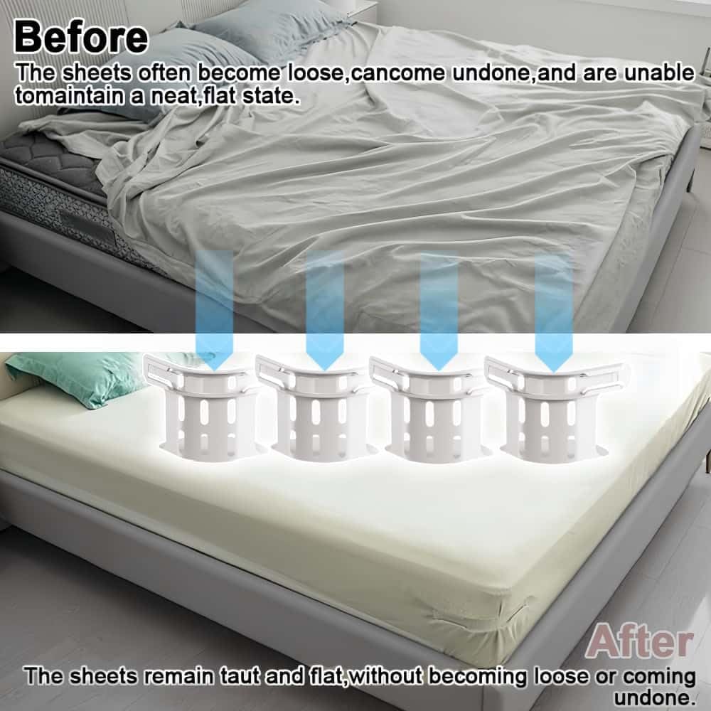 WEERSHUN Sheet Holders Set of 4 White Secure Bed Sheets