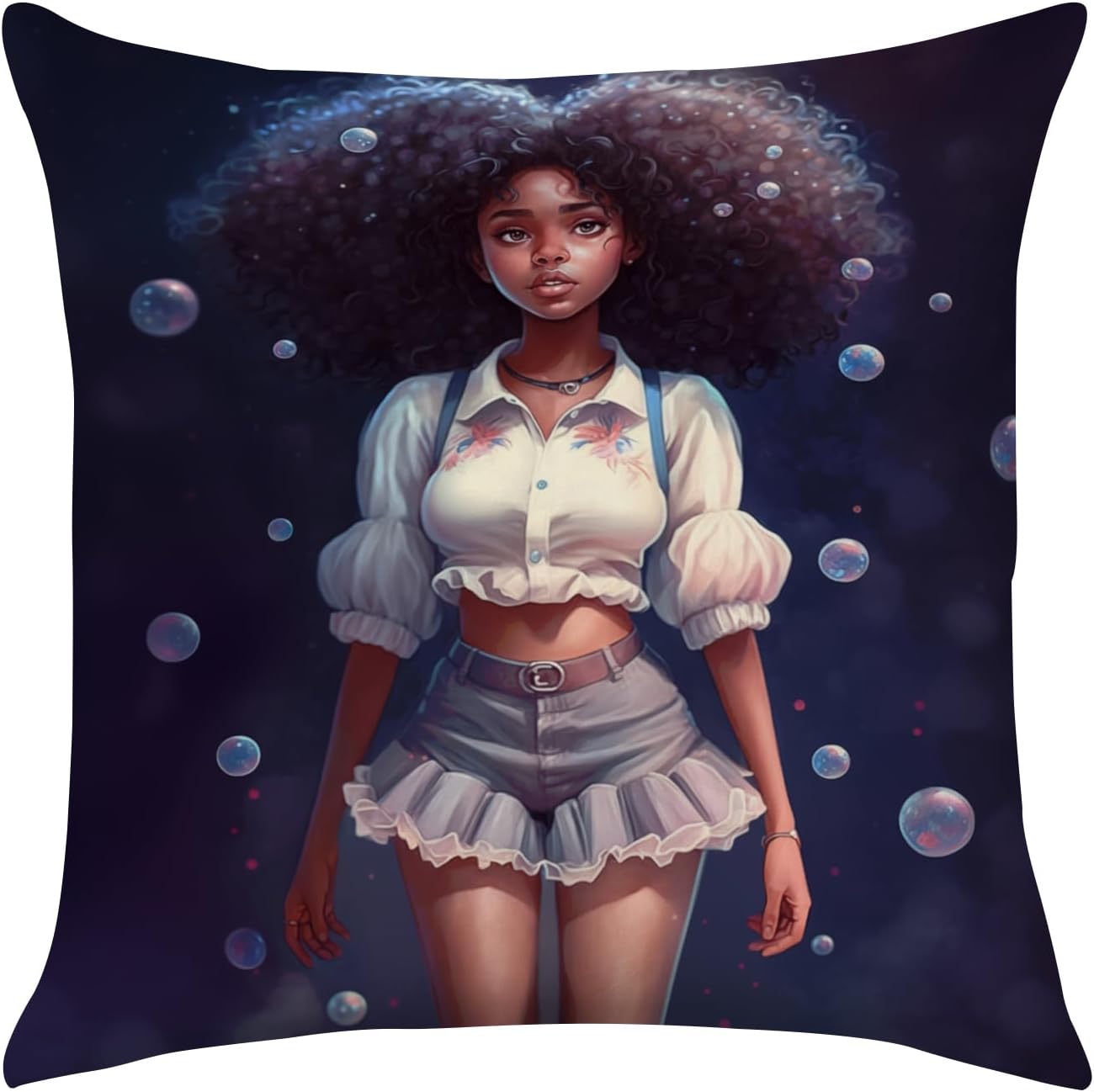 SARA NELL Black Girl Throw Pillow Cover 18x18 Inch