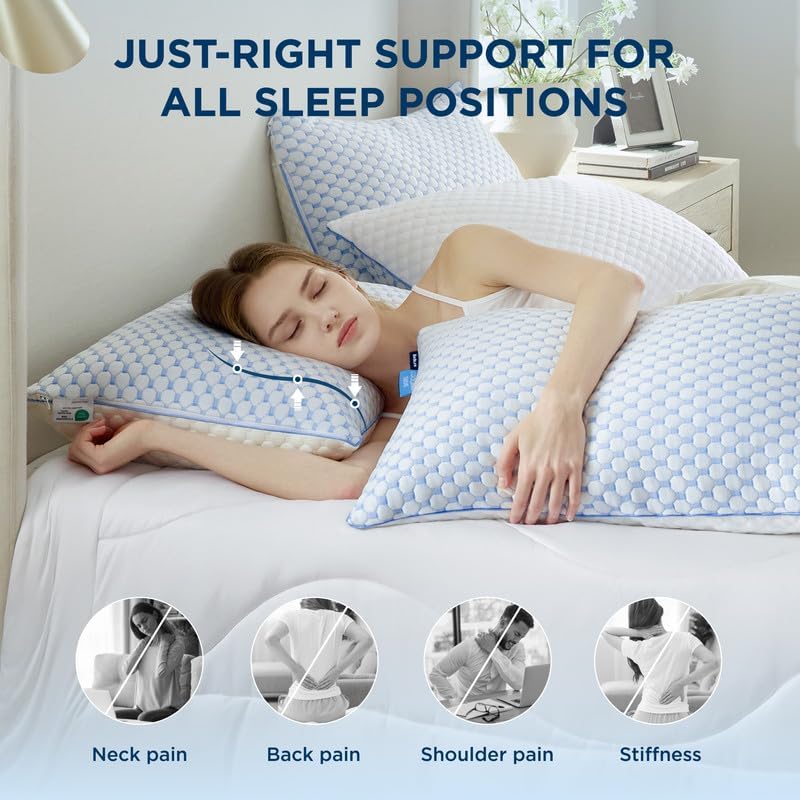 Bedsure Cooling Shredded Memory Foam Queen Pillows Set of 2