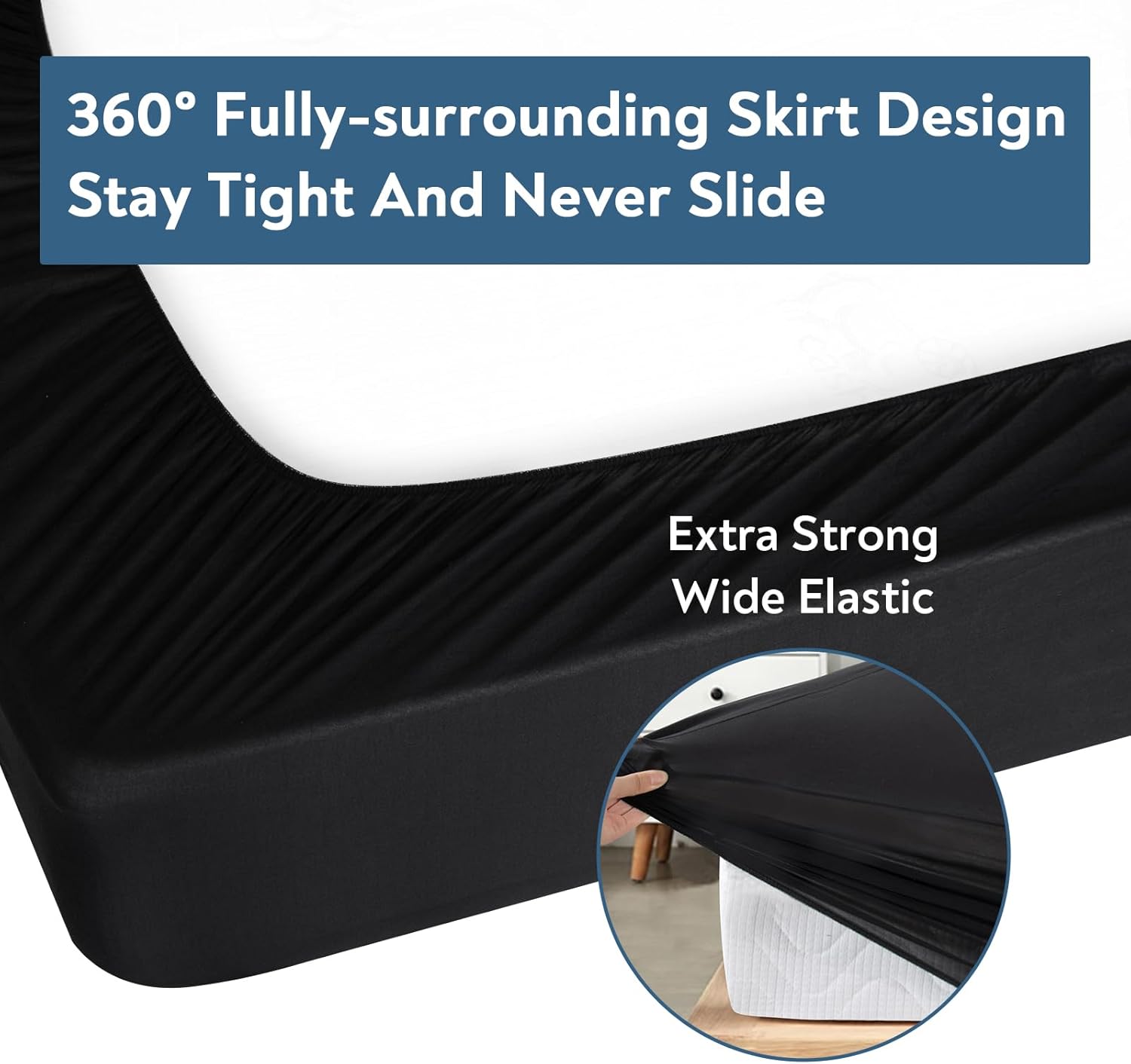 2 Pack Twin Fitted Sheets Super Soft Cooling Black Bedding for Kids