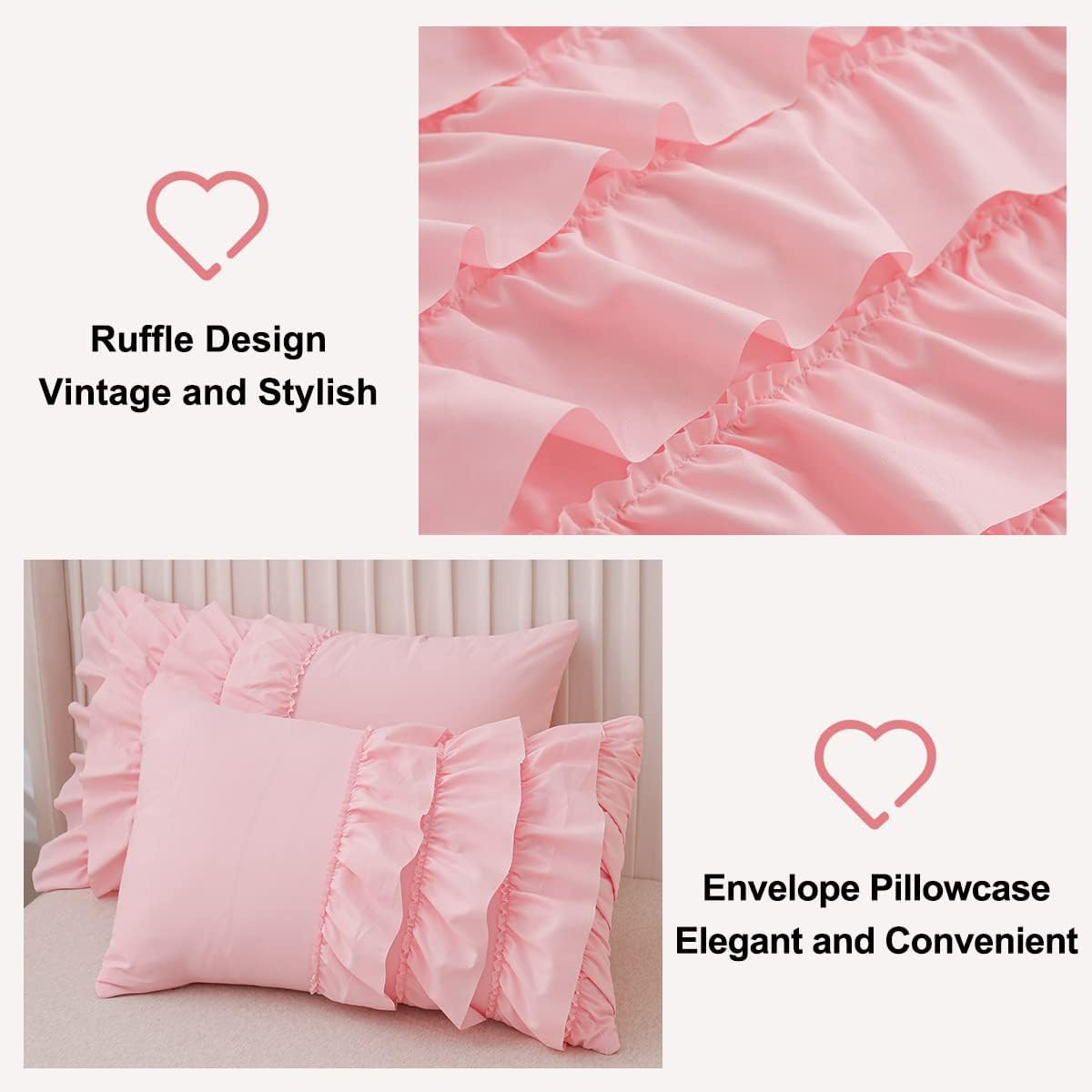 Holawakaka Pink Waterfall Ruffle Comforter Set