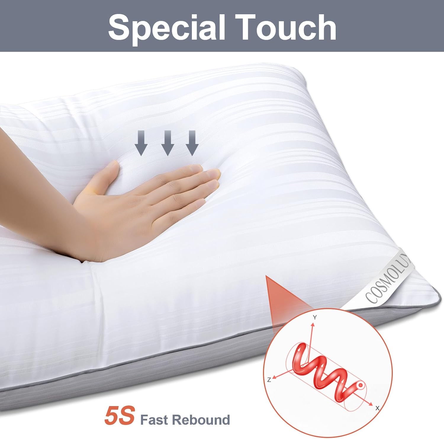 Cosmoluxe Hotel Bed Pillows 2 Pack for Back and Side Sleepers