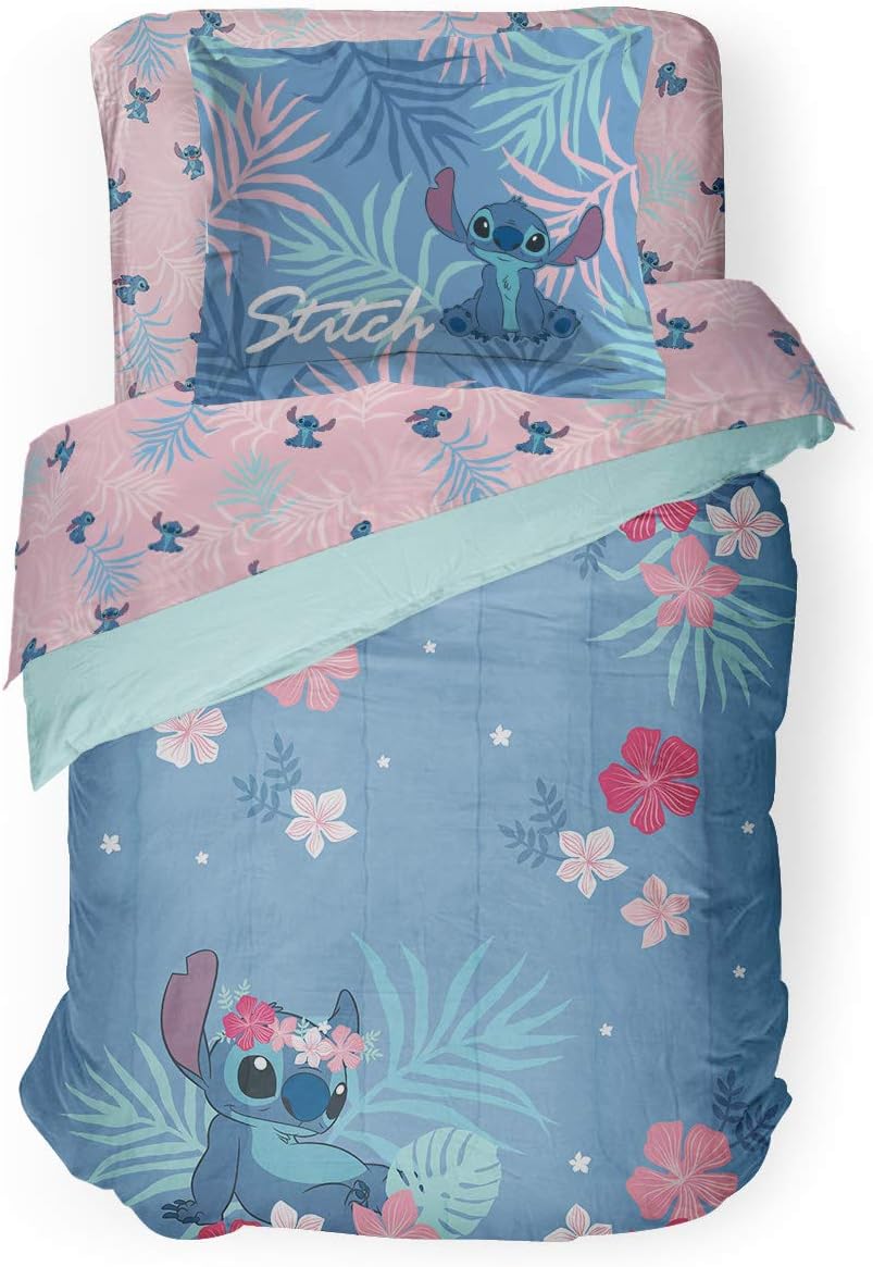 Jay Franco Disney Lilo Stitch Comforter Set - Reversible Microfiber