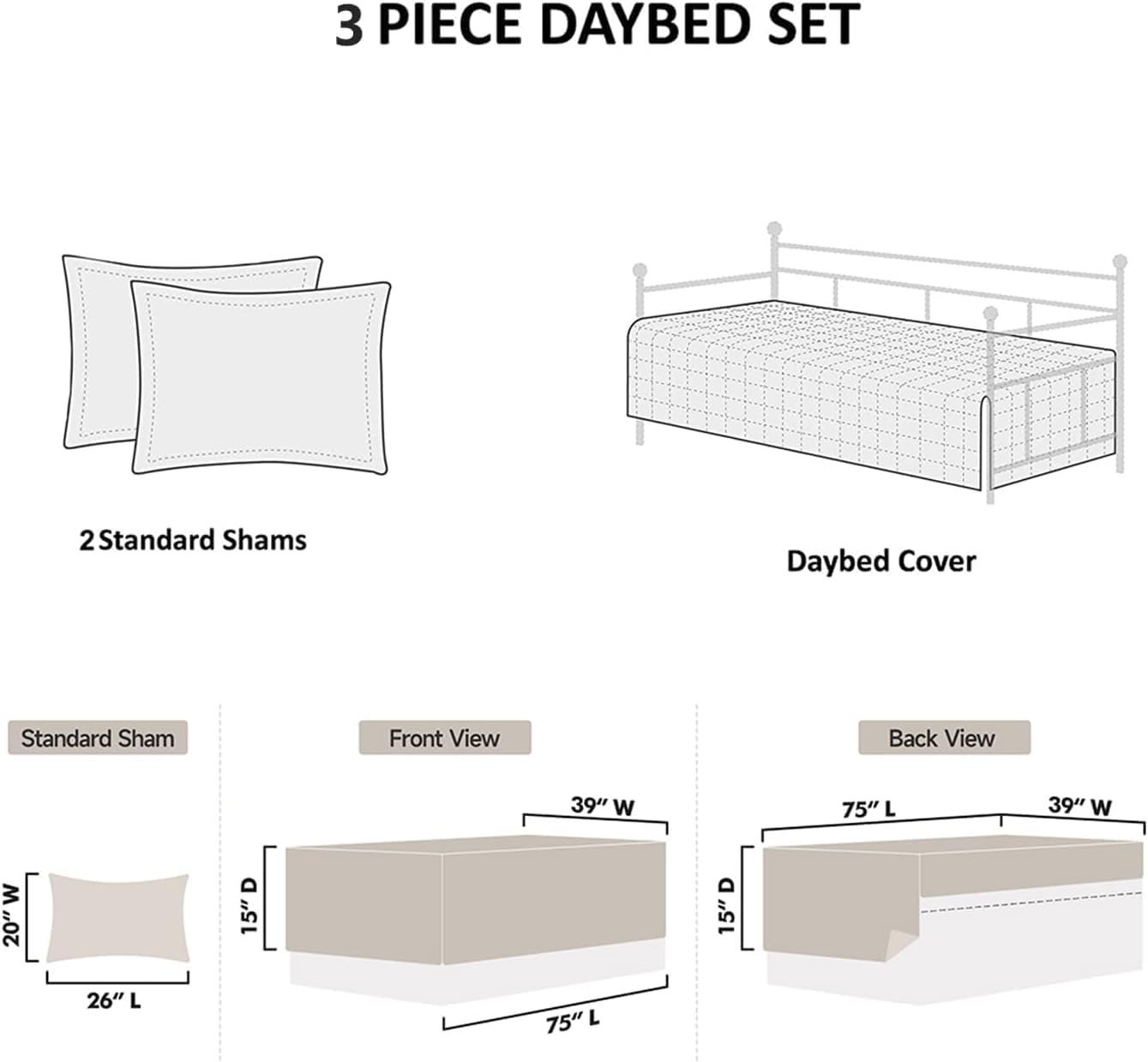 Jarson 3-Piece Christmas Daybed Cover Set Red