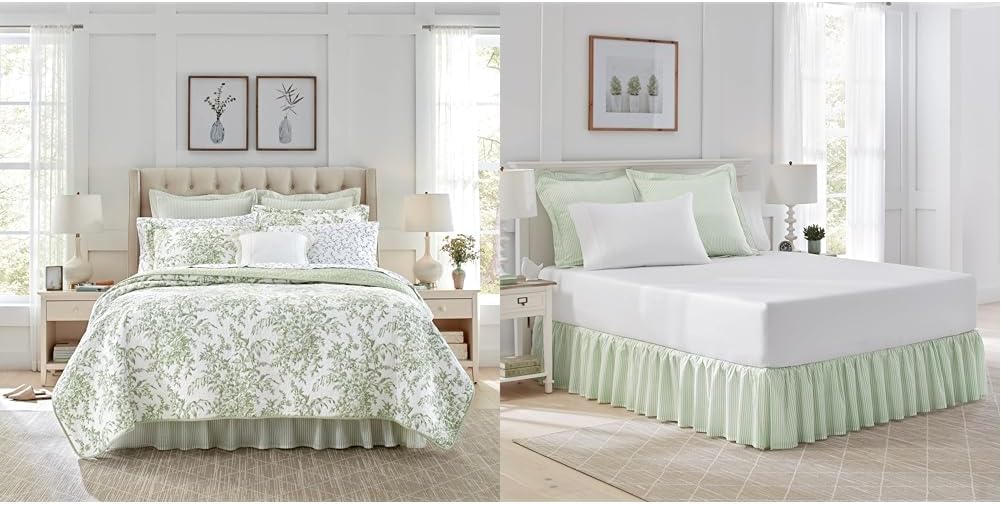 Laura Ashley King Quilt Set with Matching Shams and Bedskirt 1