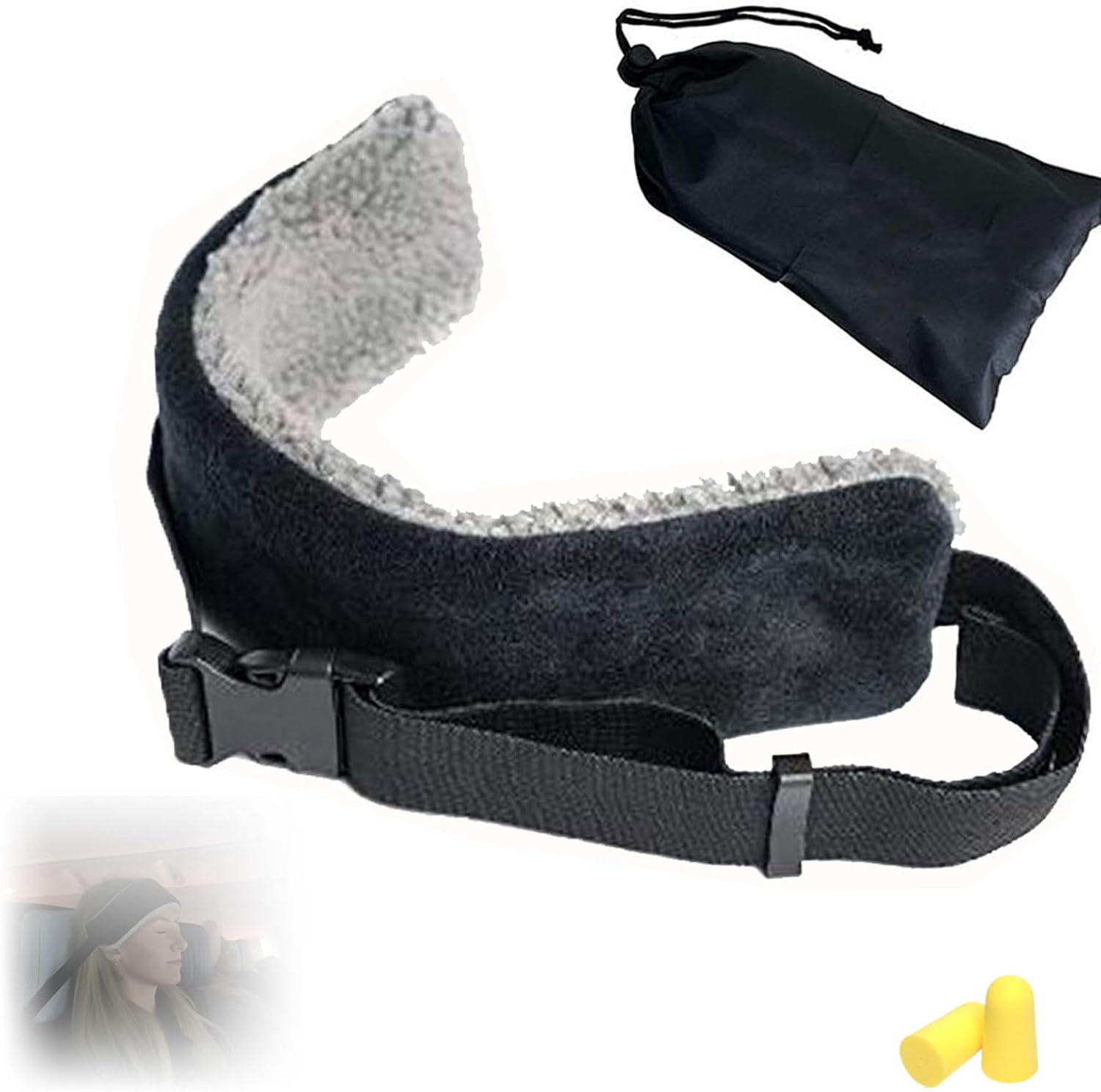 Retractable Travel Pillow with Head Strap for Airplane and Car