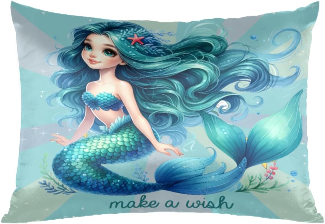 Pardick Turquoise Mermaid Satin Pillowcase - 20x26in