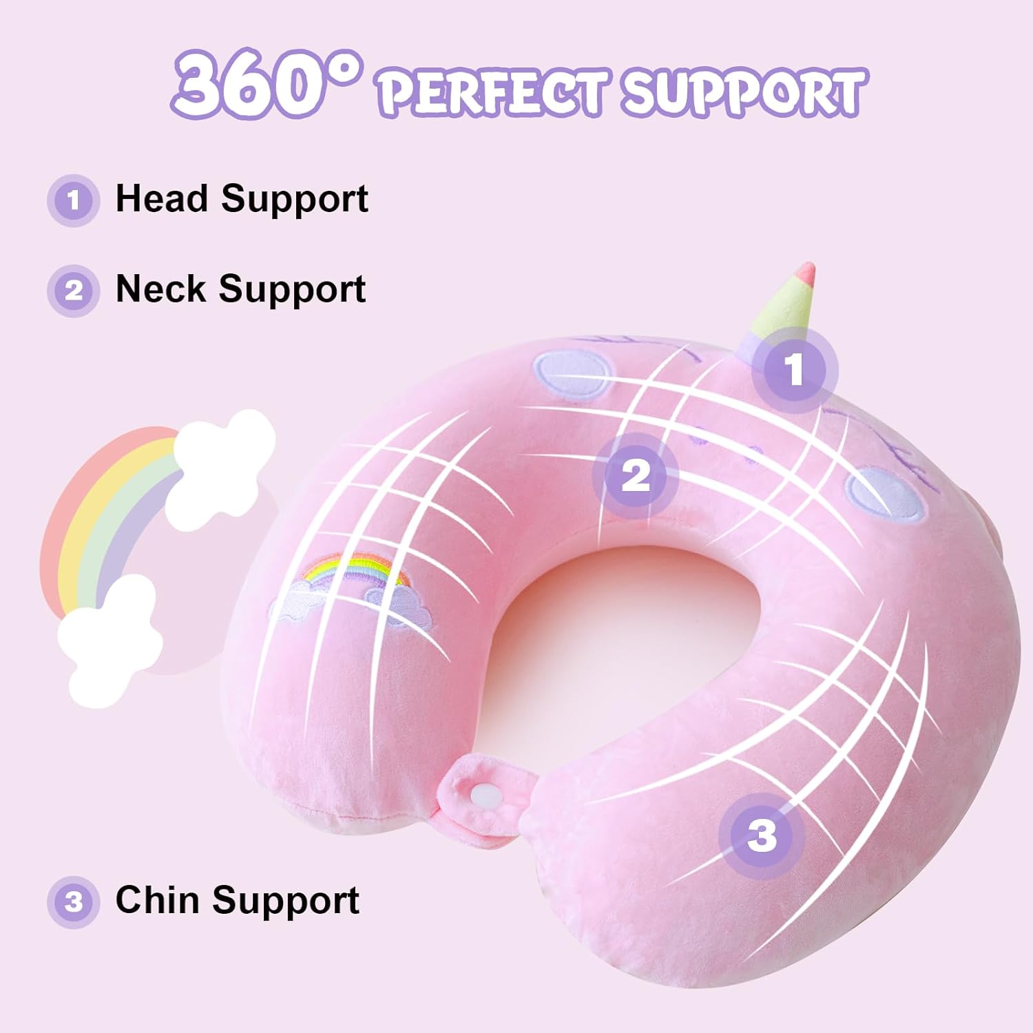 Cirorld Travel Pillow for Kids 3-8 YO Pink