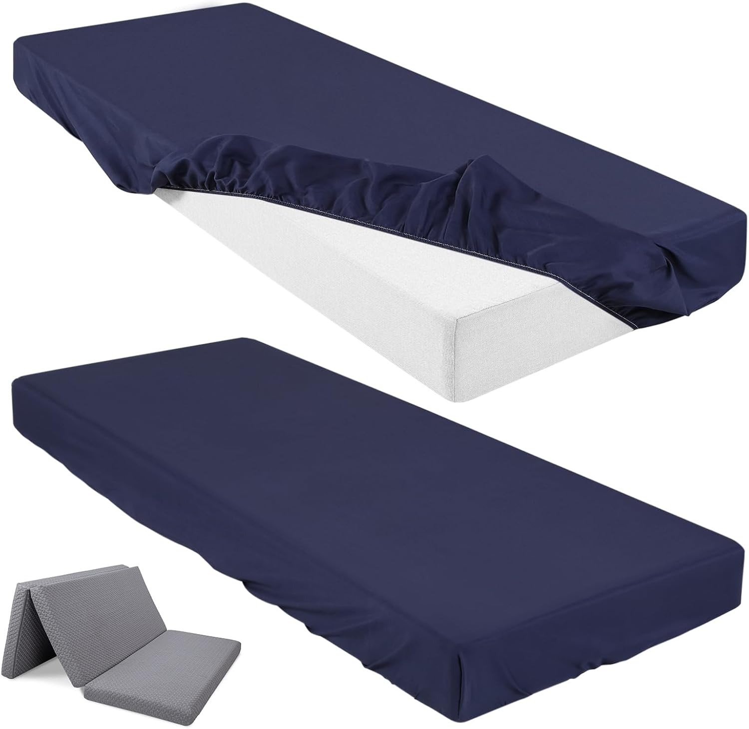 Breling Fitted Sheets 2 PC Navy Blue Single 4