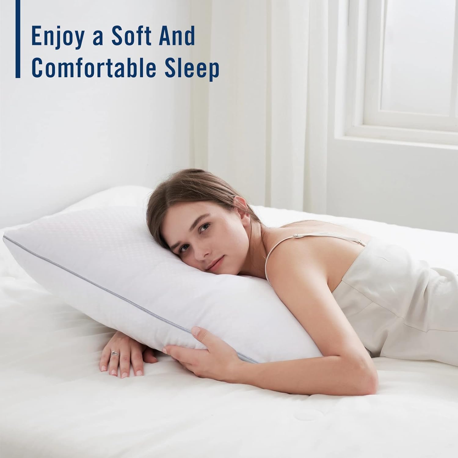 Piwaal Bed Pillows 2 Pack - Down Alternative Grey