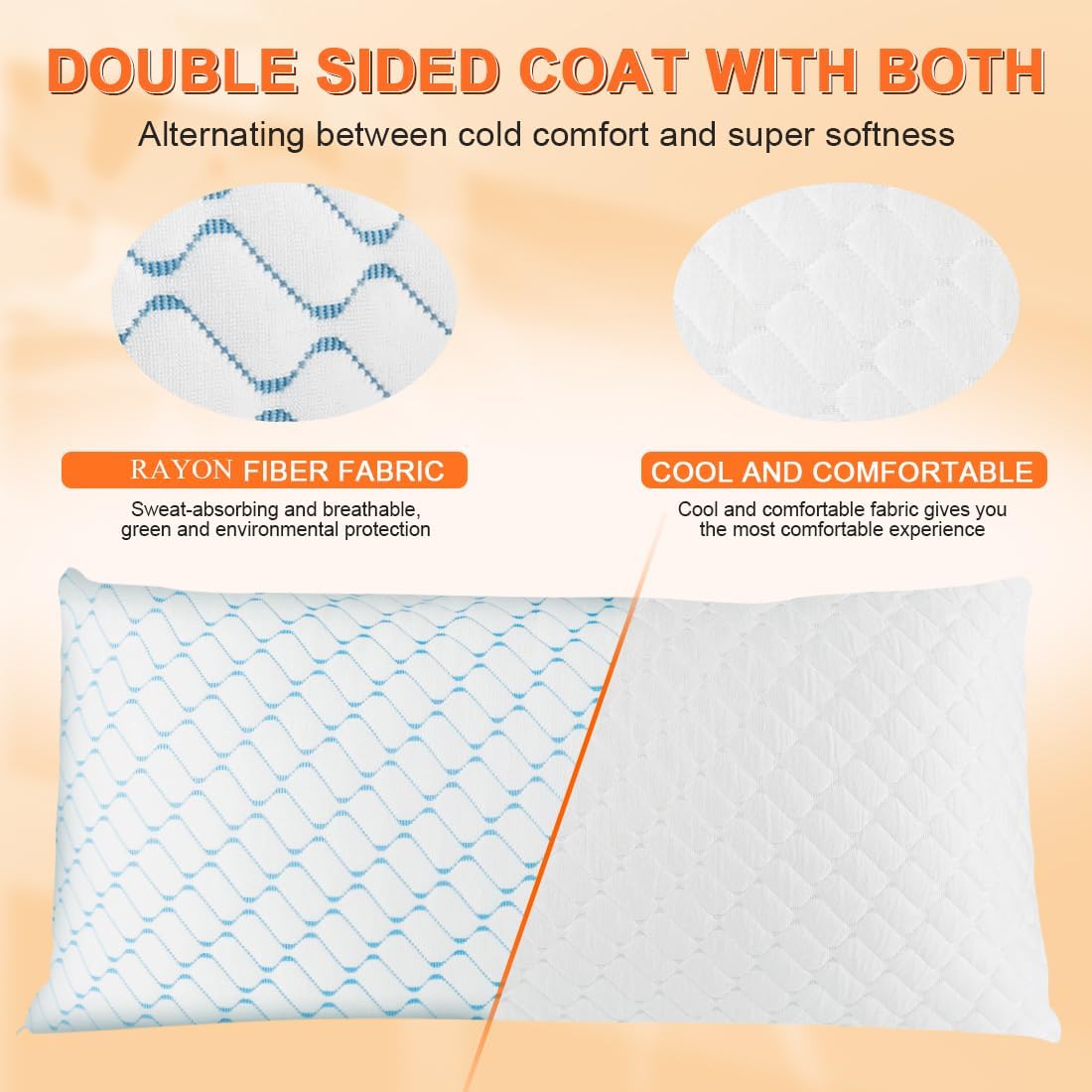 VAINOC Memory Foam Pillow Set of 2 with Cooling Cover