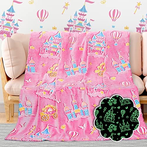 Princess Blanket for Girls - Glow in The Dark Pink Throw