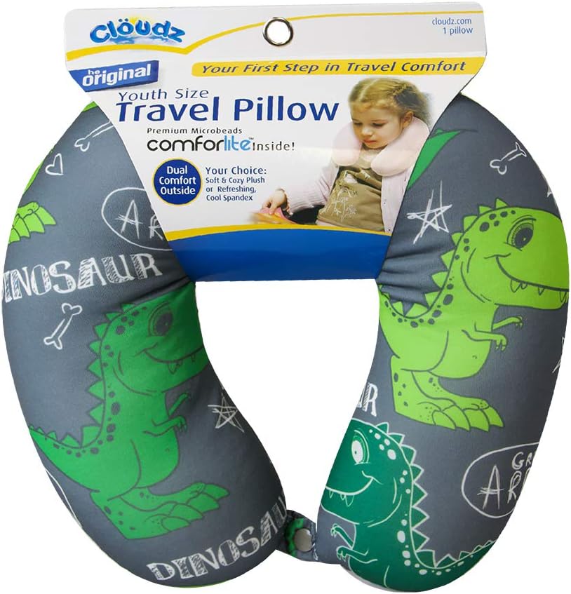 Cloudz Kids Dinosaur Patterned Travel Pillow 1