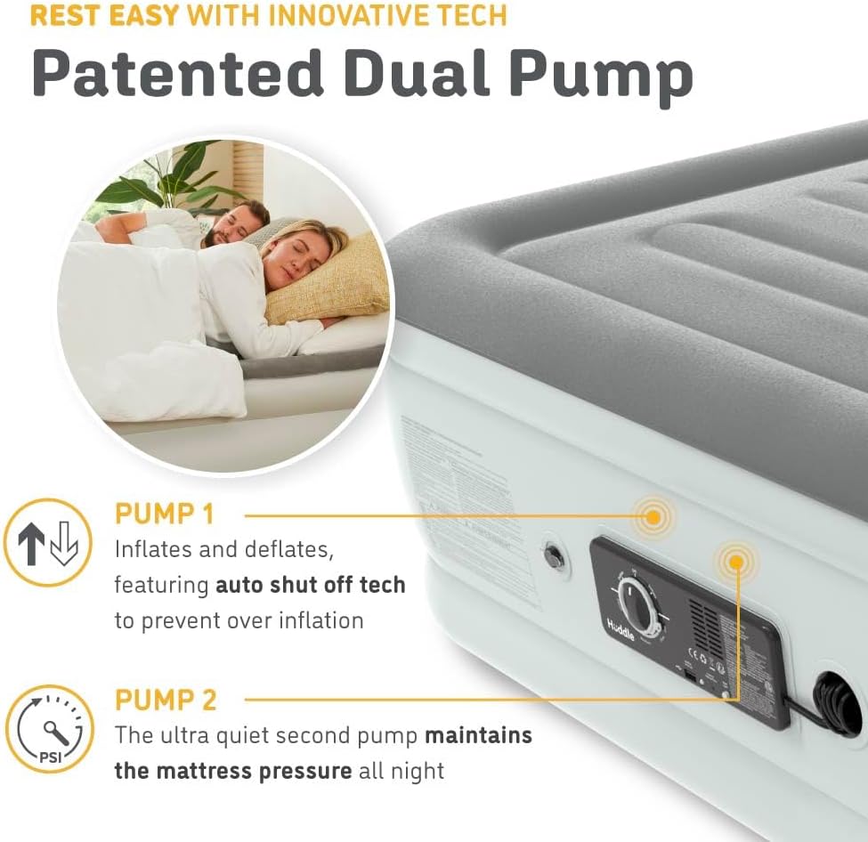 Huddle Luxury Twin Air Mattress with Dual Pump