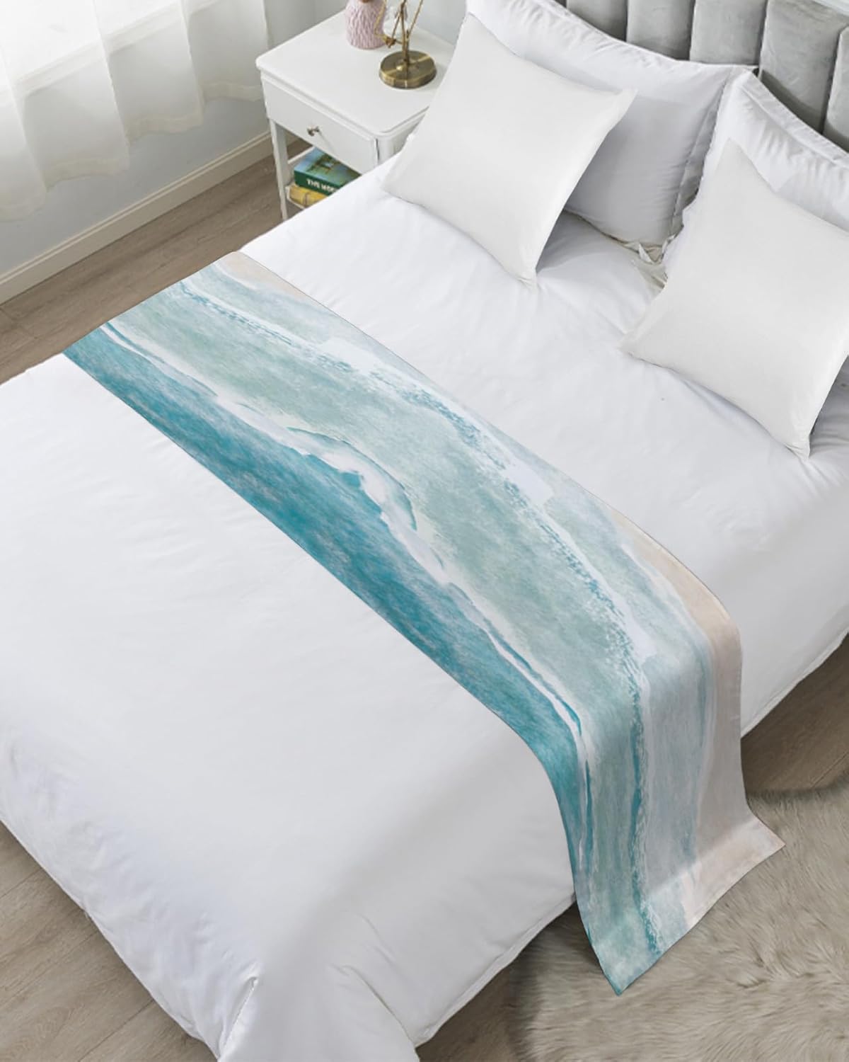 DecorLovee Summer Beach Bed Runner Cal King