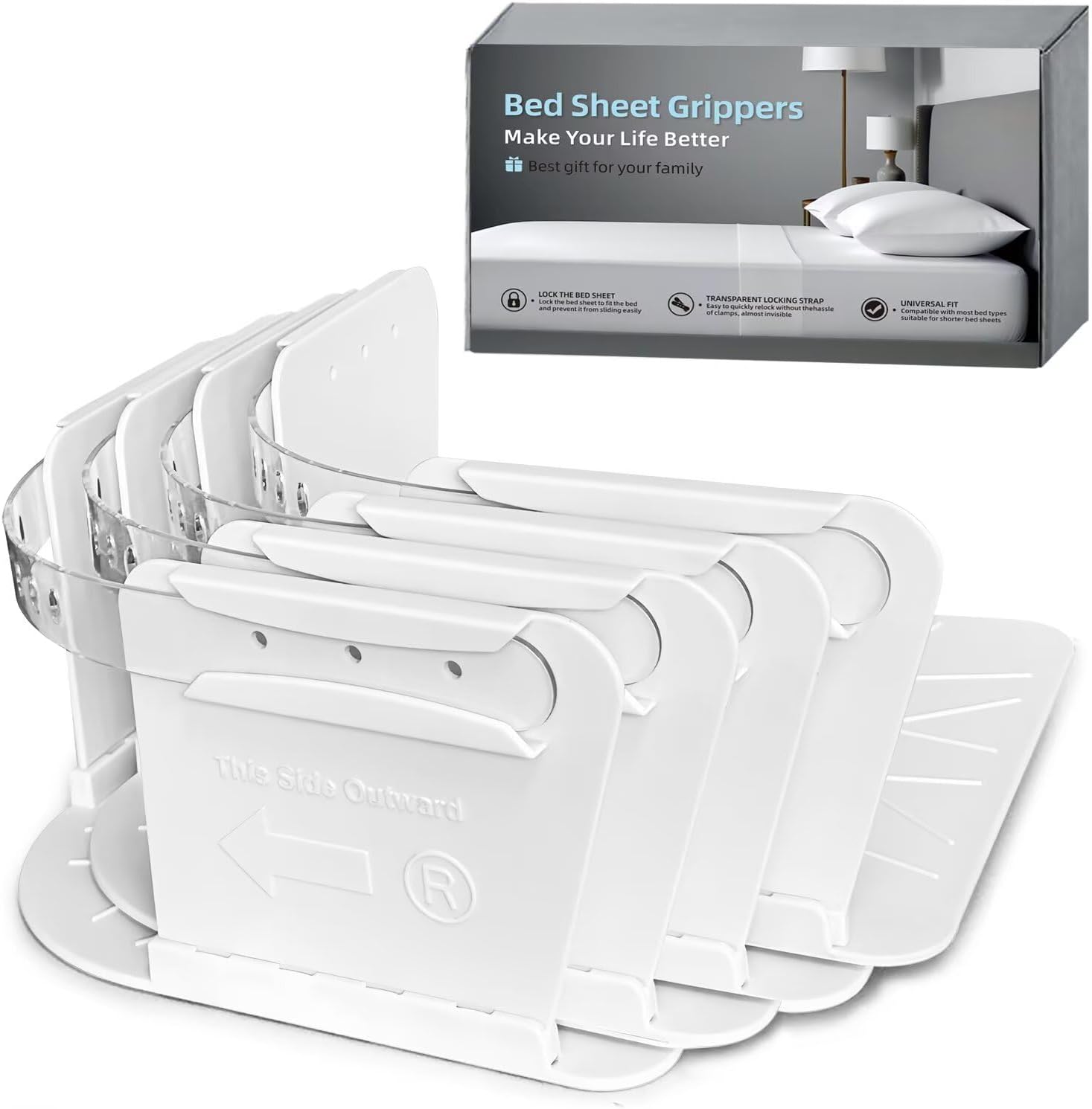 NiceTCU Bed Sheet Holders Set of 4 White