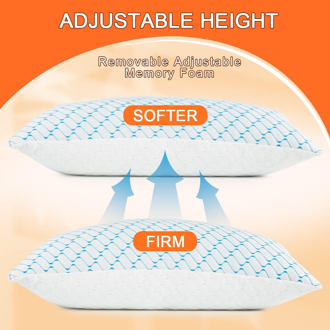 VAINOC Memory Foam Pillow Set of 2 with Cooling Cover
