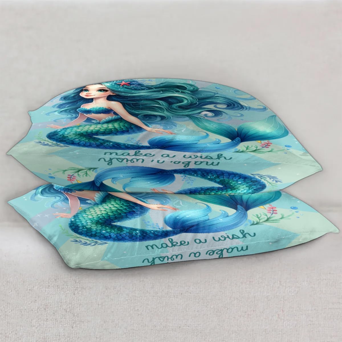 Pardick Turquoise Mermaid Satin Pillowcase - 20x26in