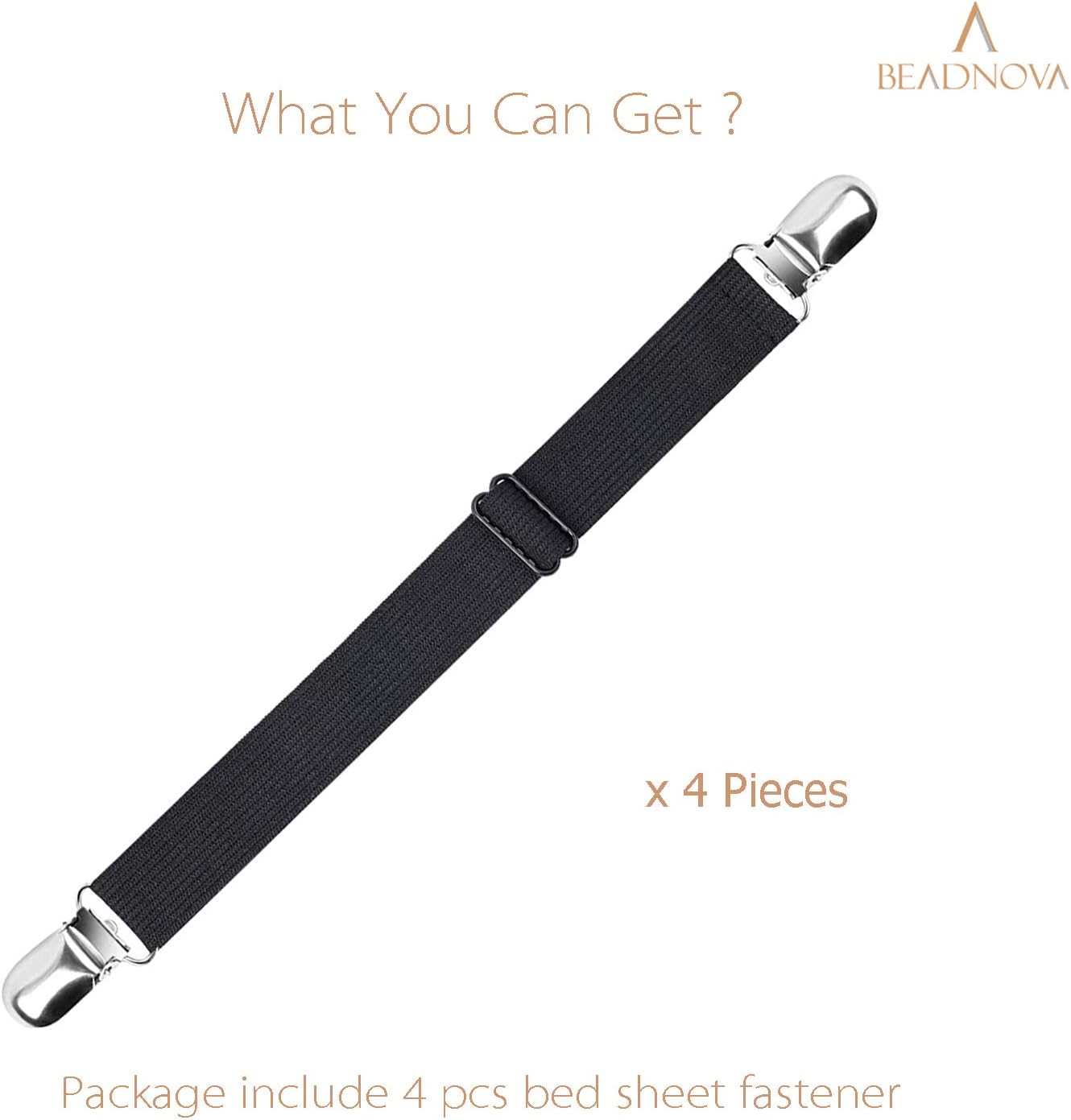 BEADNOVA Adjustable Sheet Suspenders 4 Pcs