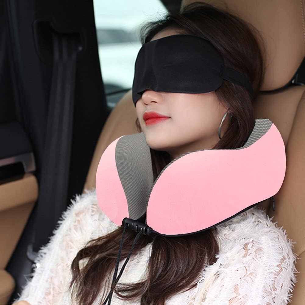 GOTDYA Travel Pillow with Memory Foam Support - Pink 1