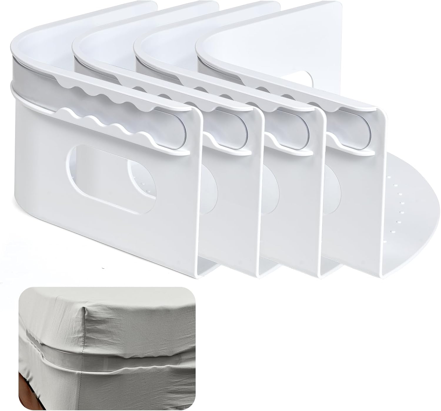 Heavy Duty Bed Sheet Holder with Lock Strips - White