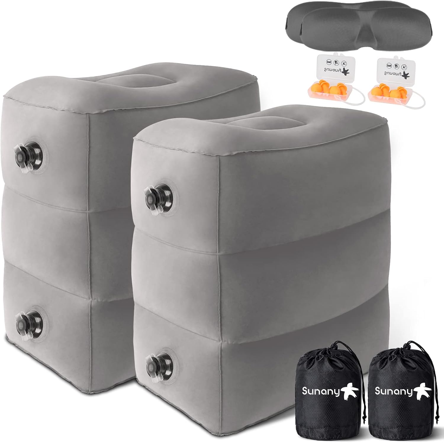 Sunany Inflatable Travel Foot Rest Pillow 2 Pack