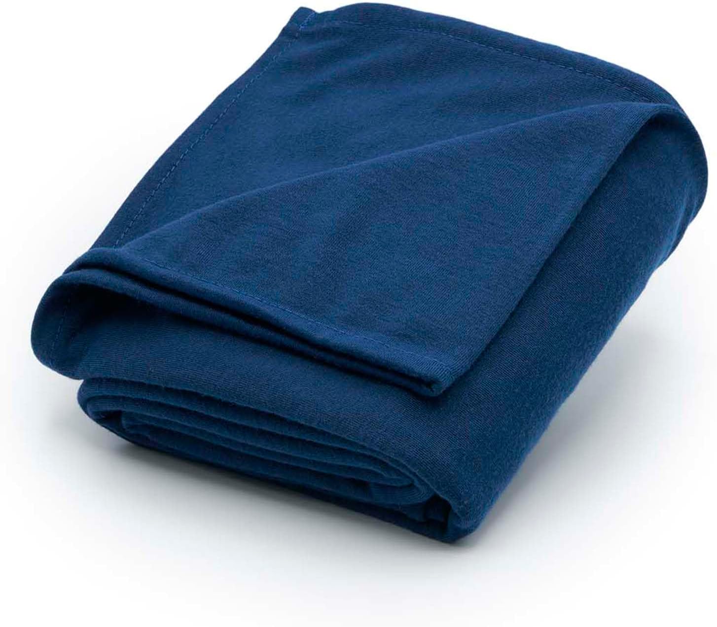 Brookstone Travel Blanket - Lightweight 2-in-1 Fleece with Carrying Pouch Blue