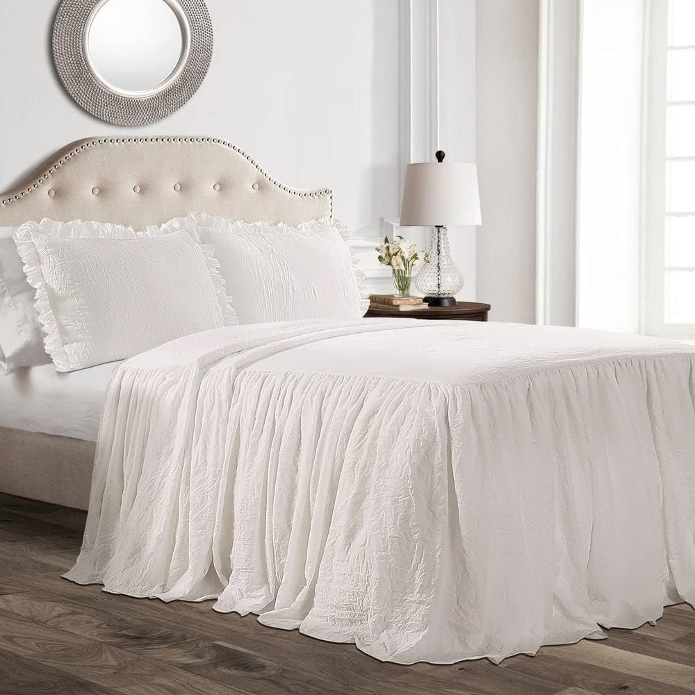 Lush Decor Ruffle Skirt Bedspread Set - Queen Neutral