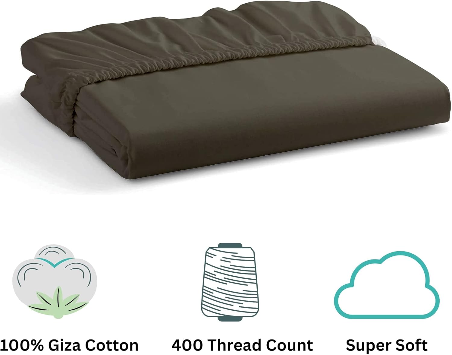 Split Top King Fitted Sheet Dark Grey 100 Giza Cotton