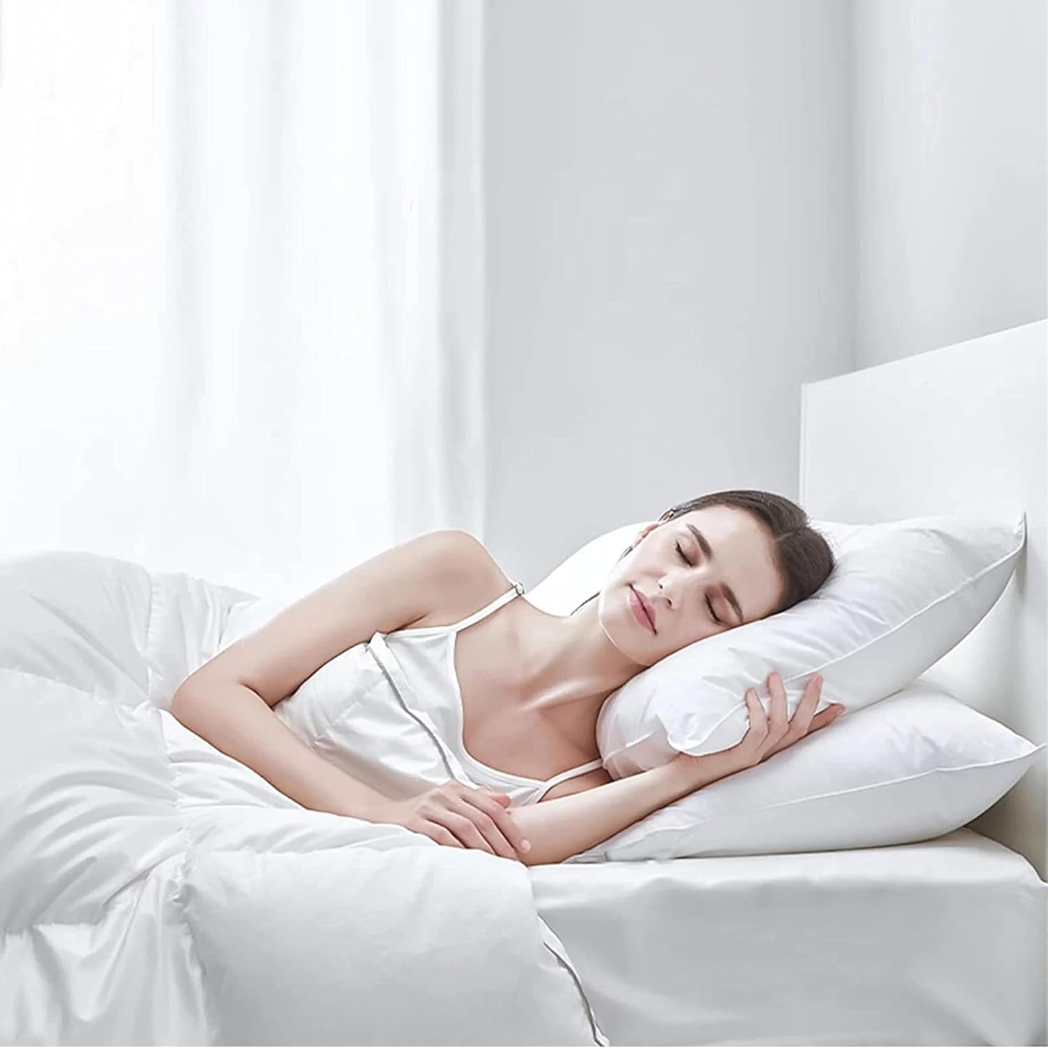 FZZOR Soft Flat Comfy Bed Pillow Set of 2