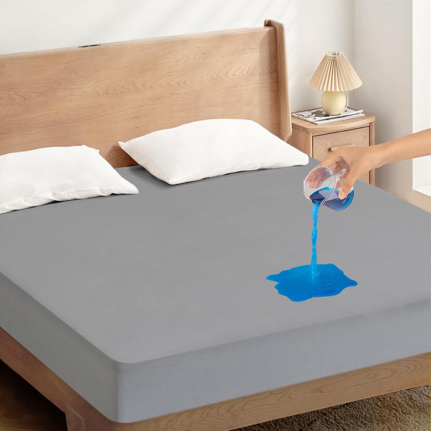SPRINGSPIRIT Twin Waterproof Mattress Protector with Deep Pocket and Elastic Band - Gray