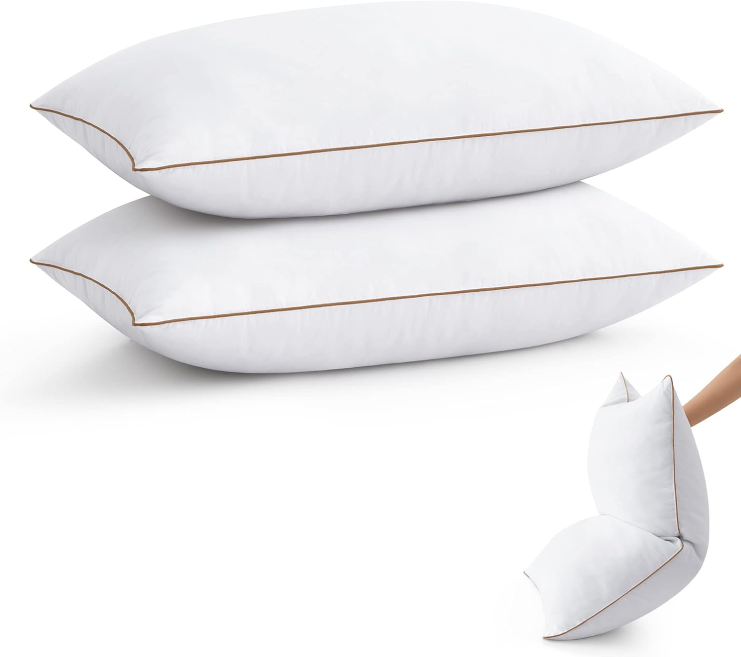 Puredown Goose Feather Down Pillows Queen Size Set of 2 1