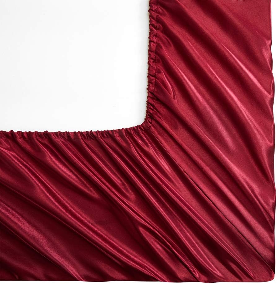 RevenRella 6-Piece Satin Sheet Set Queen Size Burgundy Velvet
