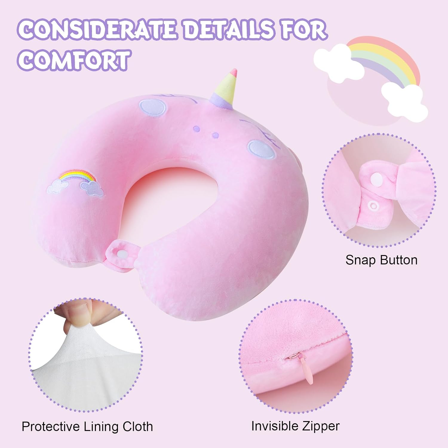 Cirorld Travel Pillow for Kids 3-8 YO Pink