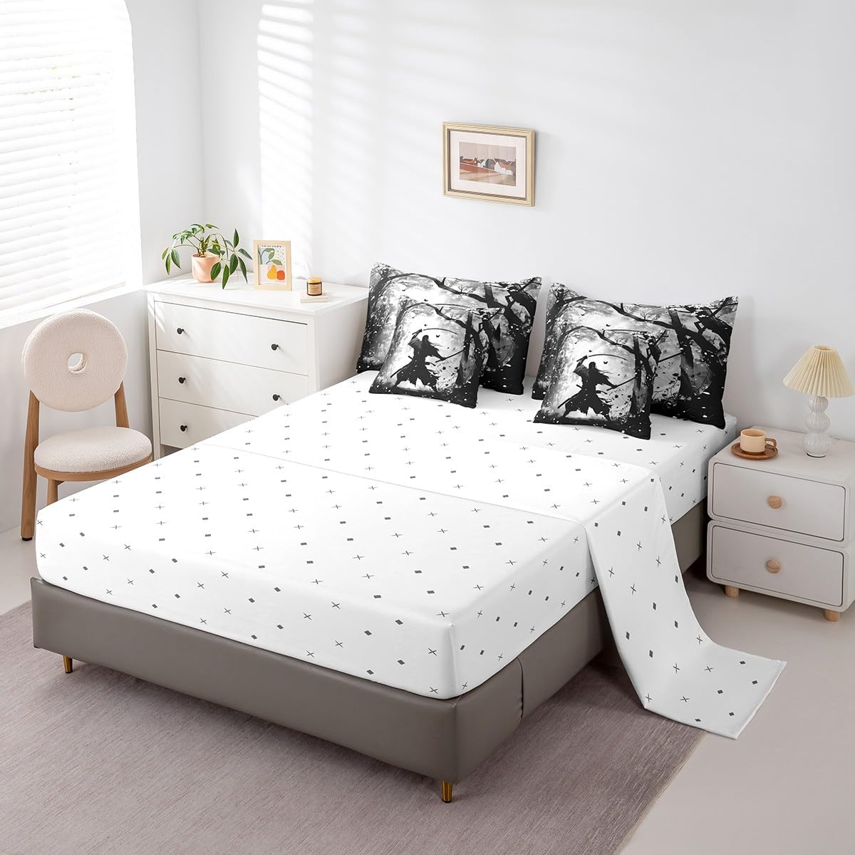 Erosebridal 7-Piece Samurai Print Comforter Set