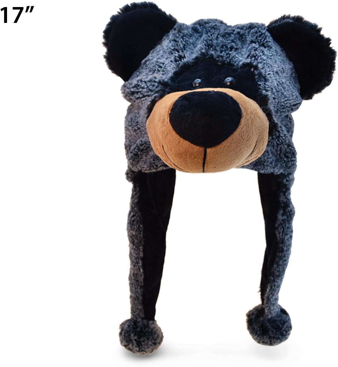 Puzzled Black Bear Plush Travel Pillow and Hat Set