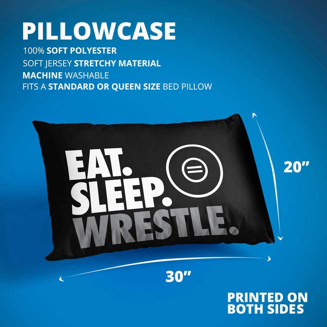 ChalkTalkSPORTS Eat Sleep Wrestle Pillowcase BlackGray