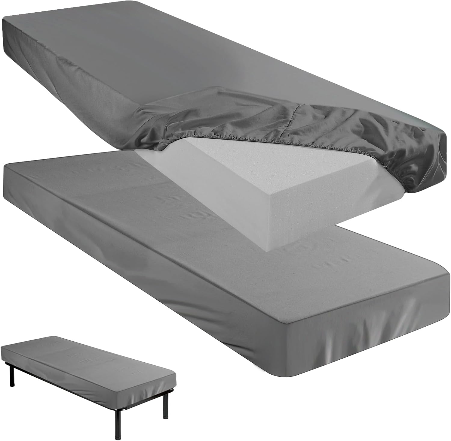 Baderke 75x31x9 Cot Sheet 2 Pack Dark Gray