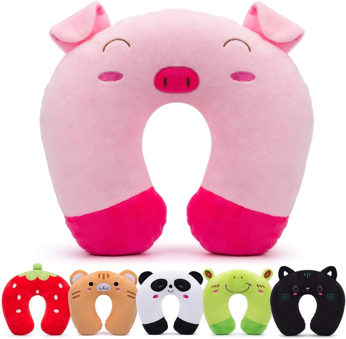H HOMEWINS Travel Pillow for Kids with Cute Animal Design