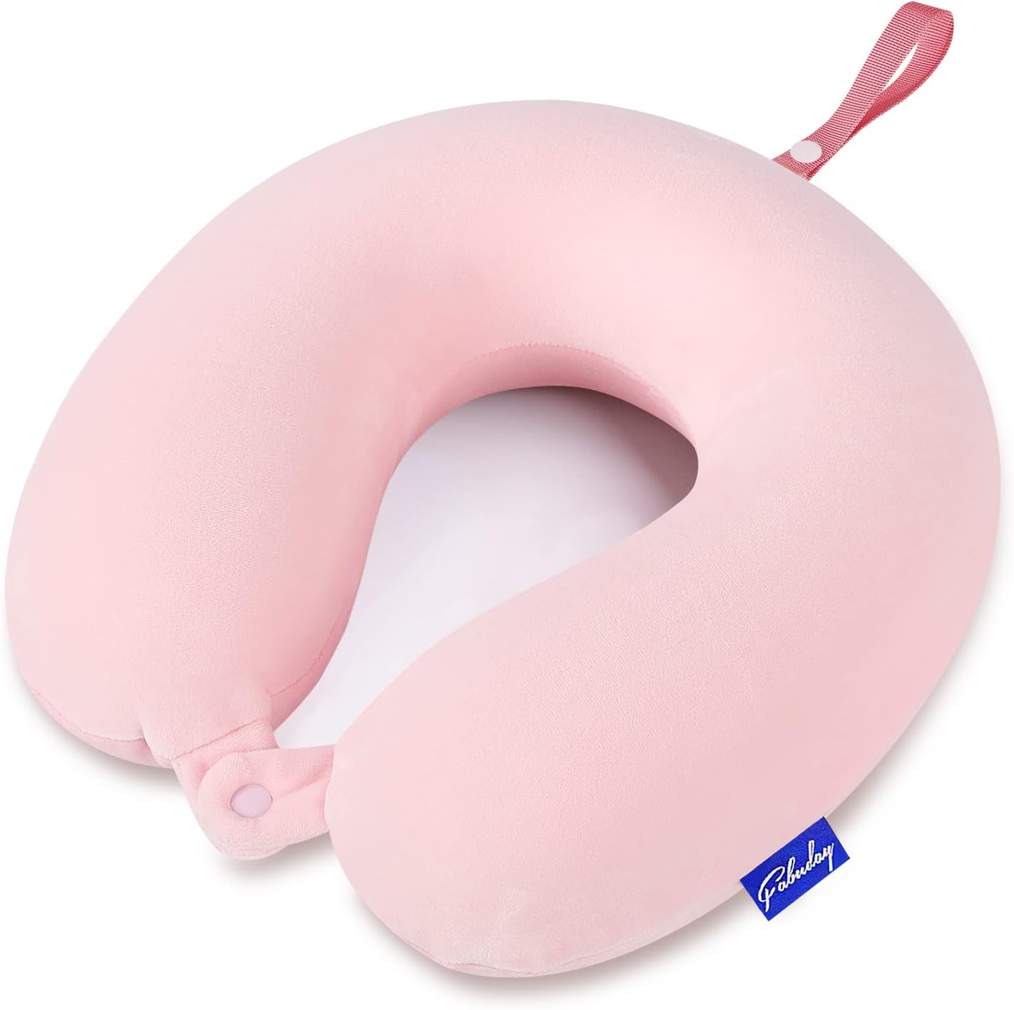 Fabuday Memory Foam Travel Neck Pillow - Pink with Snap Strap