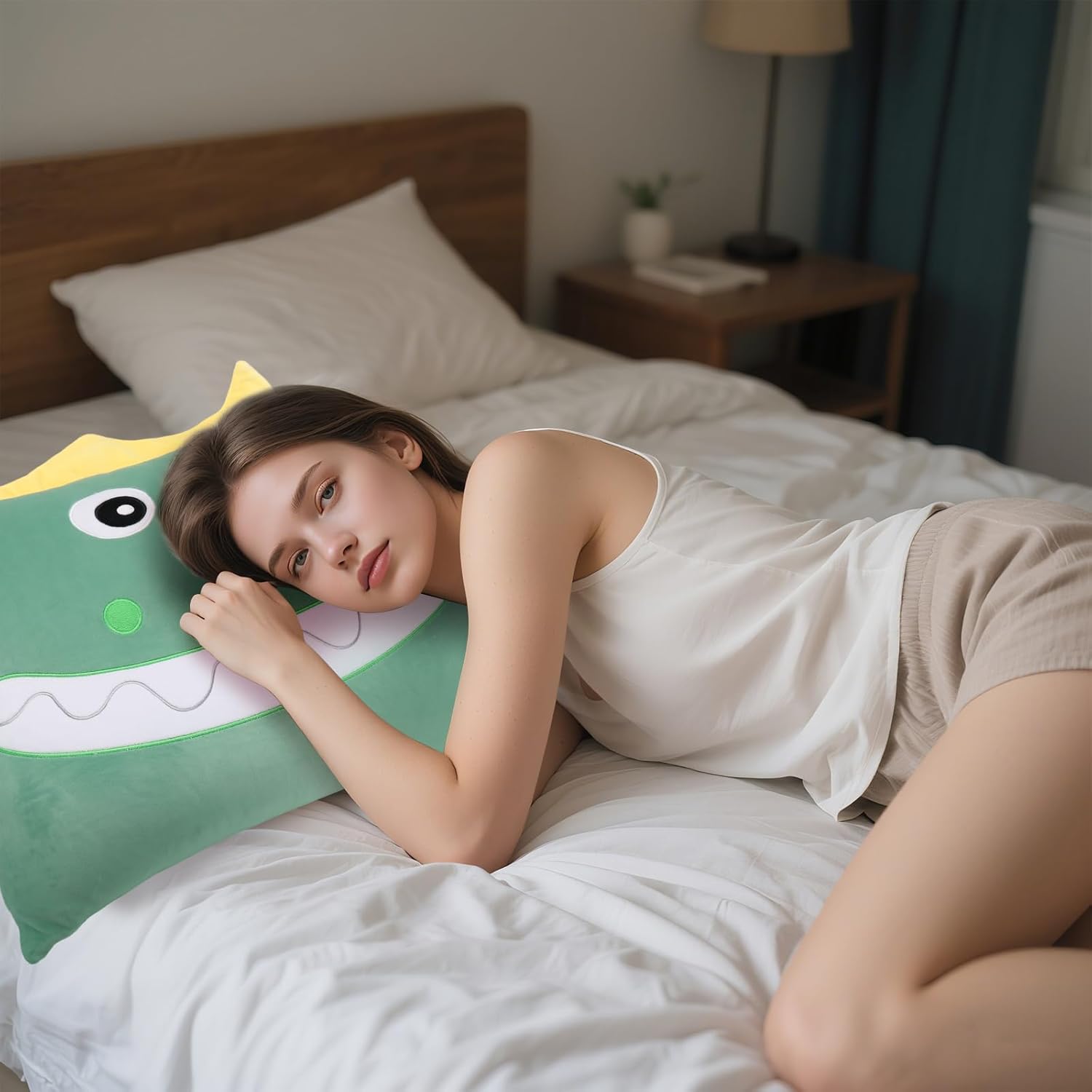 Dinosaur Plush Pillowcase - Soft 26x20 Inches for Kids