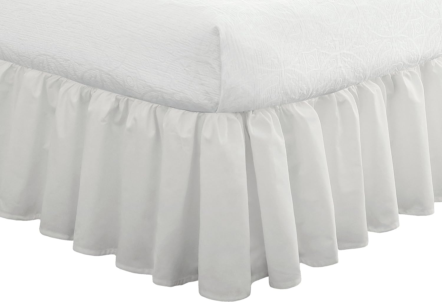 FRESH IDEAS Ruffled Bed Skirt Twin 14 Drop White