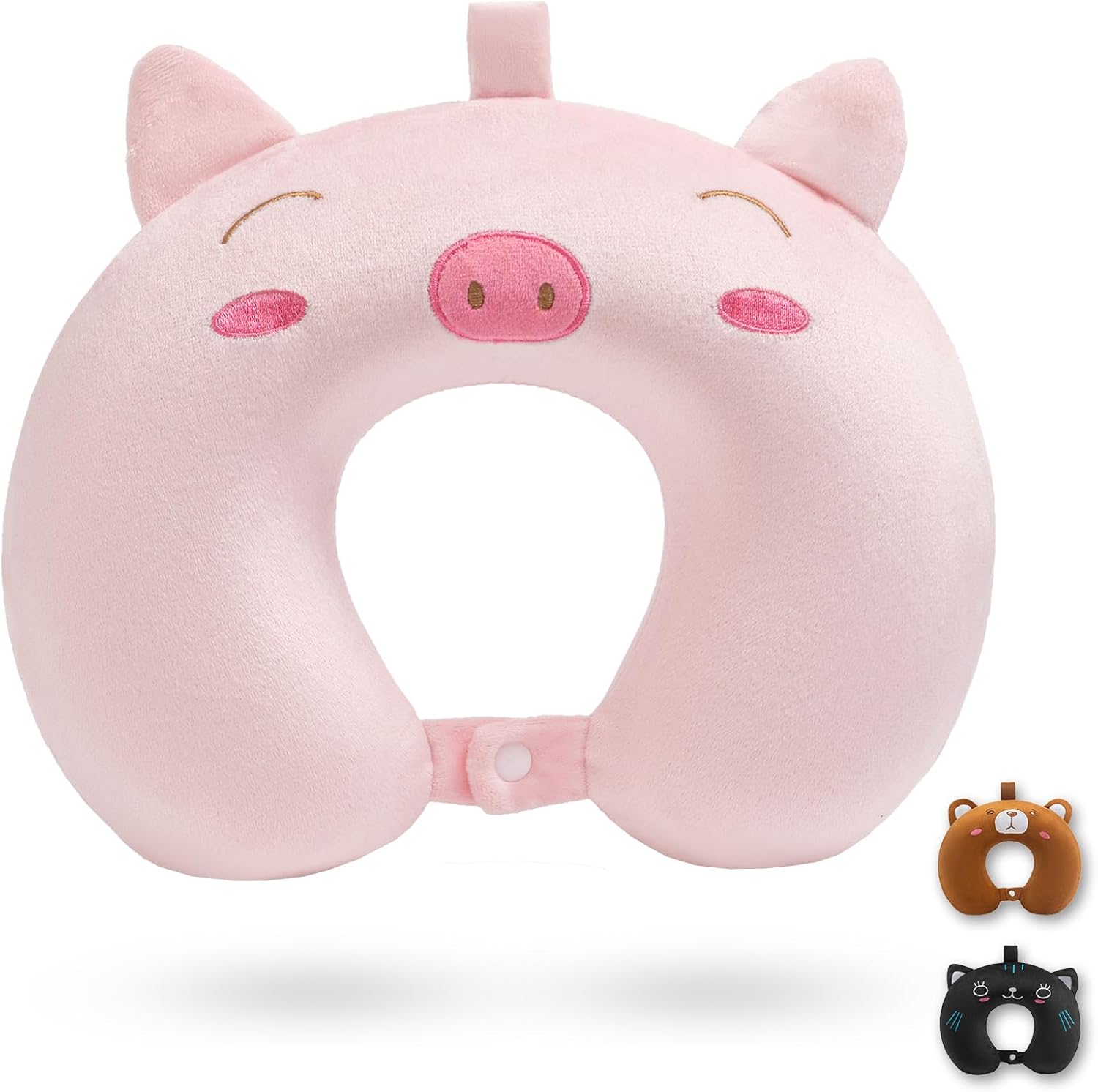 Sino Salected Kids Travel Pillow with Memory Foam and Pink Pattern