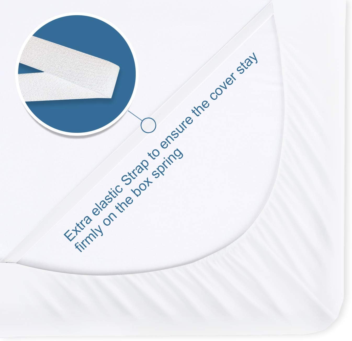 Twin Box Spring Cover with Elastic Woven Material Dustproof Washable White