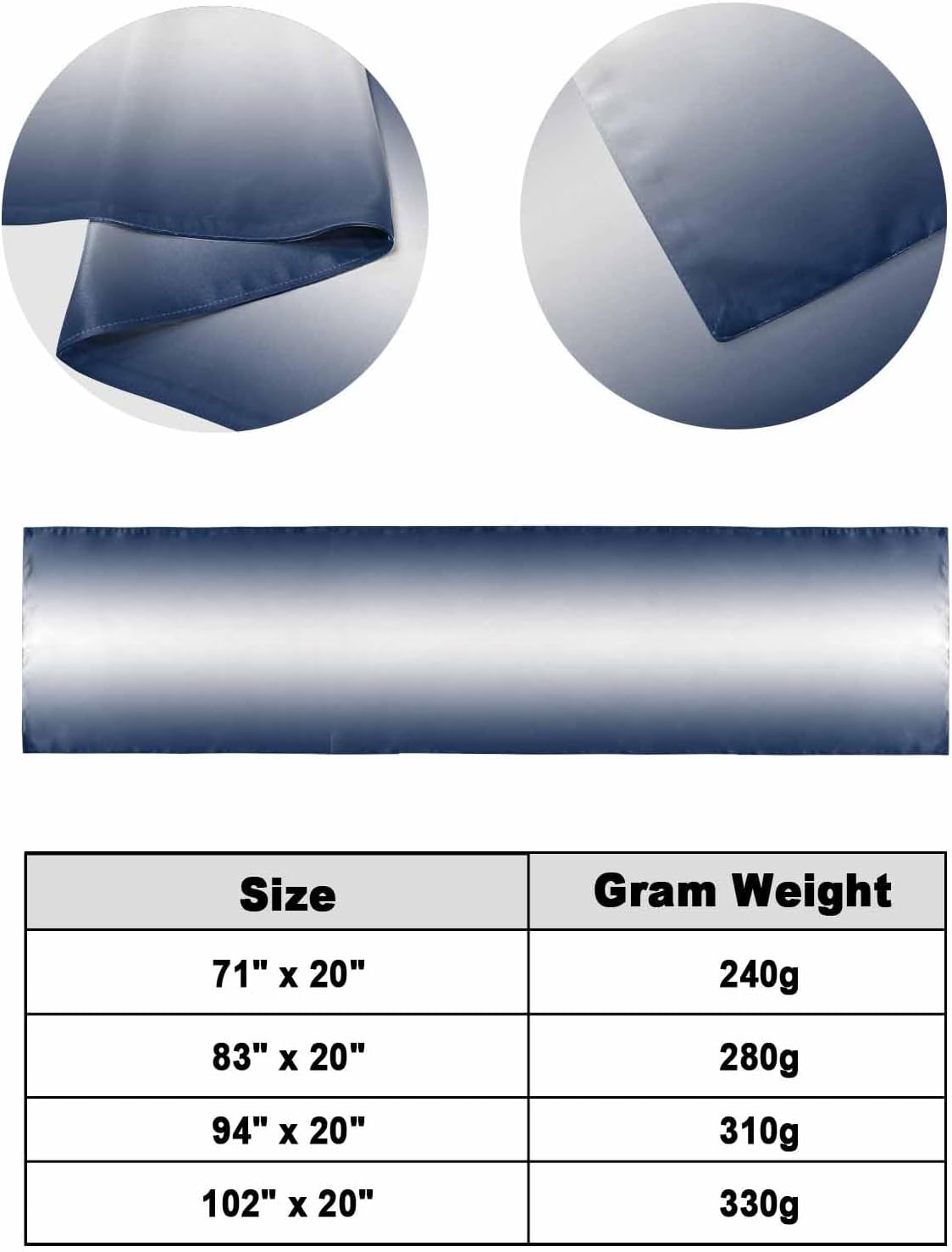 DecorLovee Navy Blue Ombre Bed Runner Queen Size