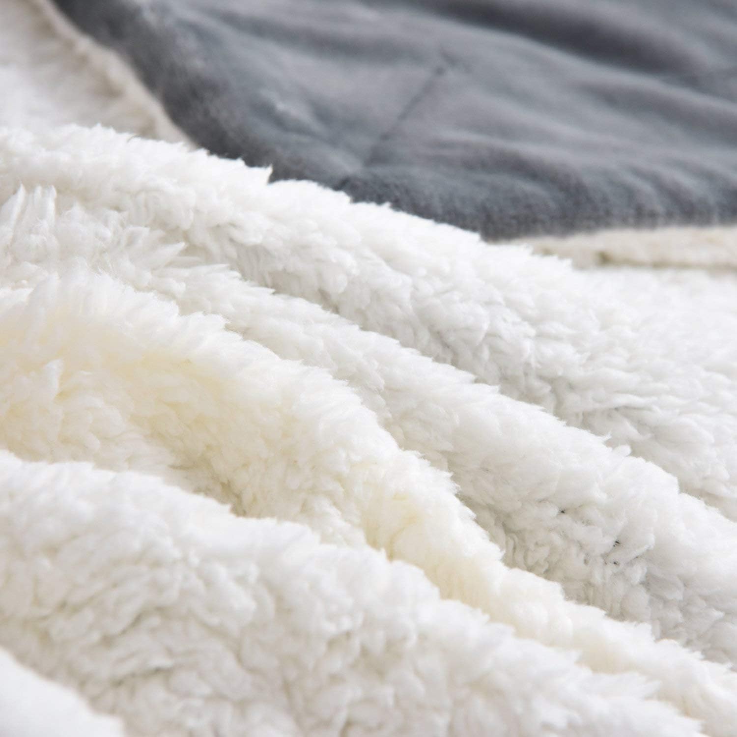 NANPIPER Grey Sherpa Blanket Twin 60x80 Reversible Plush