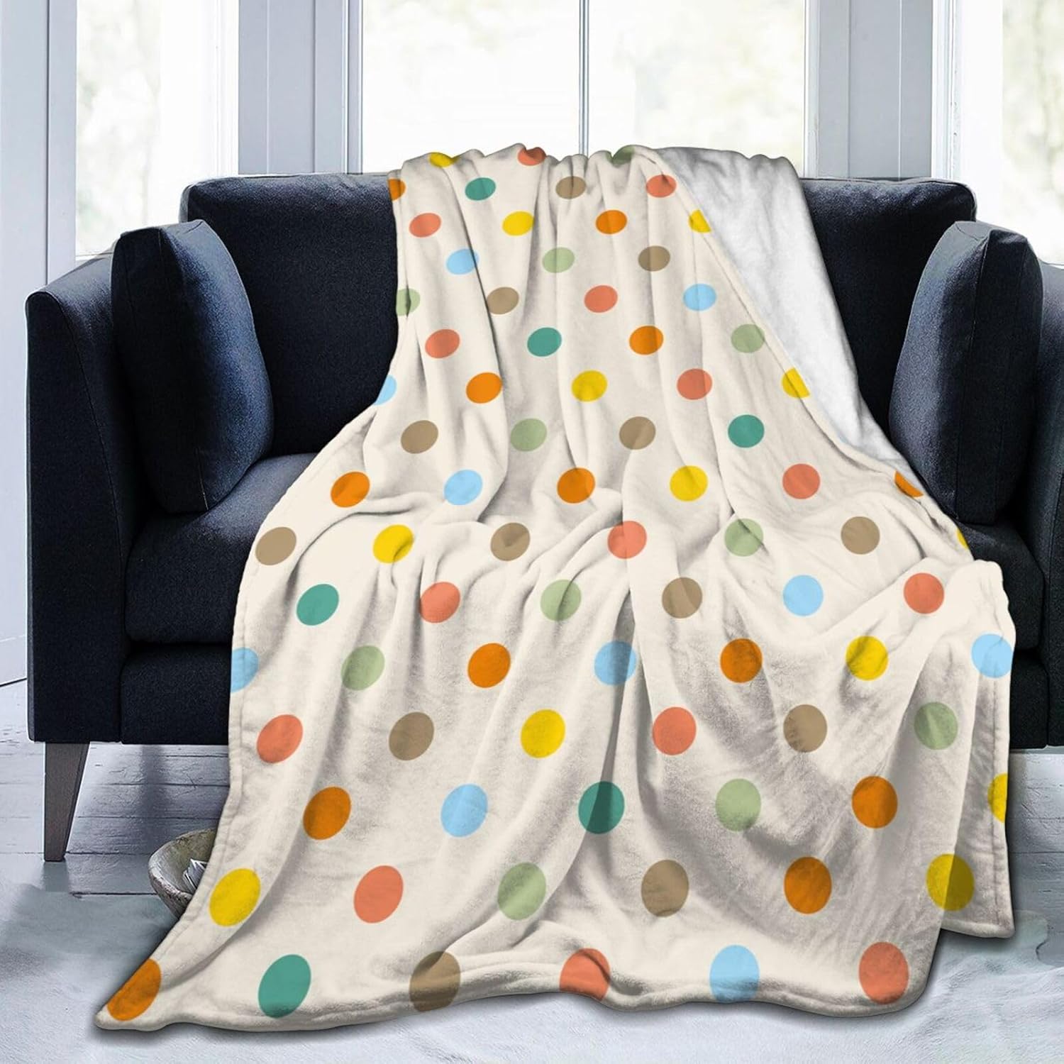 Colorful Retro Polka Dot Throw Blanket 50x40in