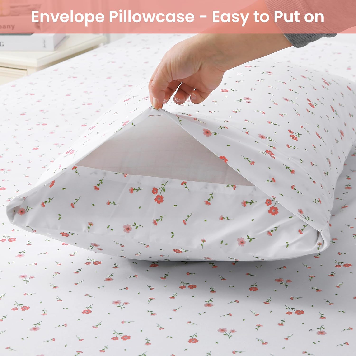 Softan Pink Floral Twin Fitted Sheet Set 3 Pieces