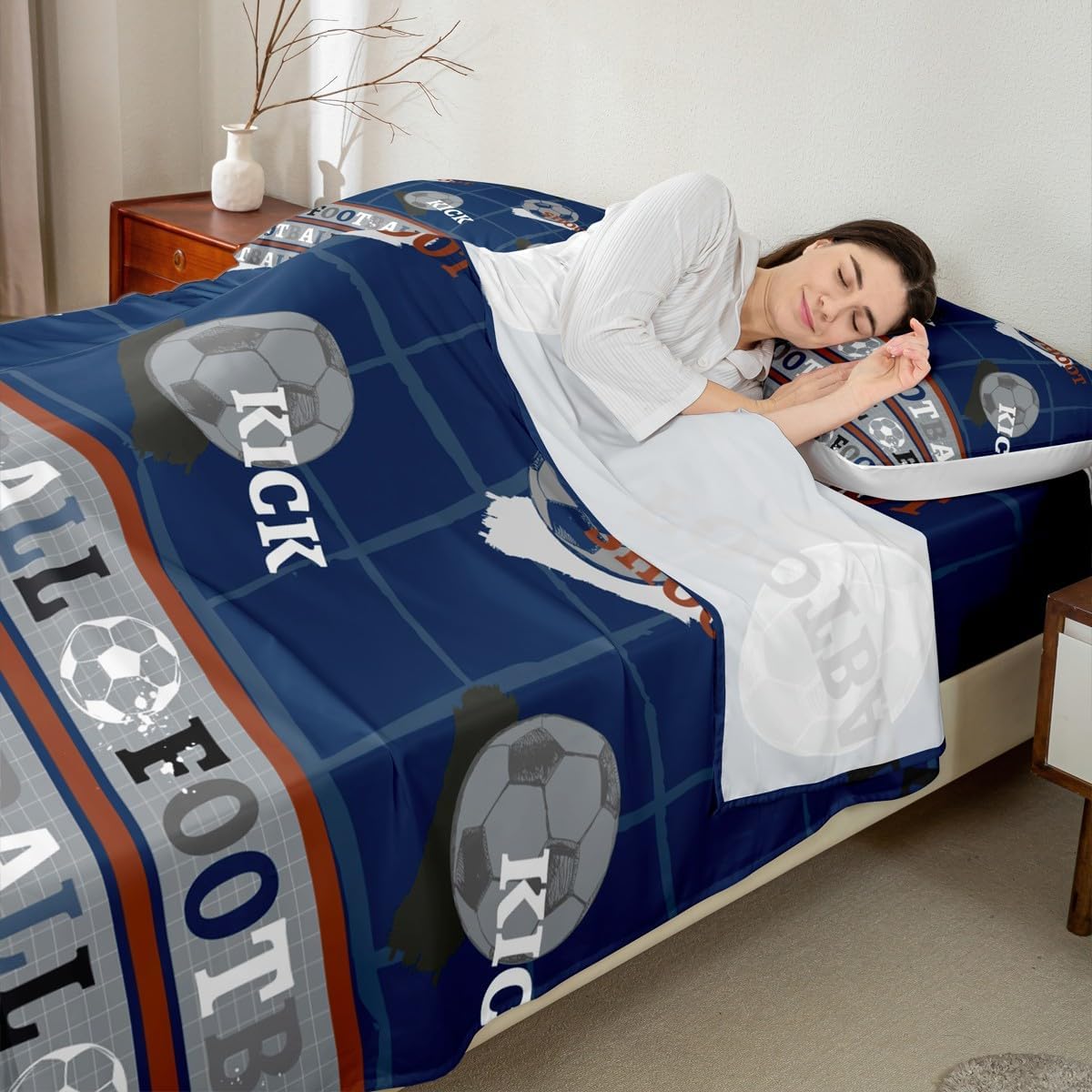Jejeloiu Kids Football Bed Sheet Set King Size