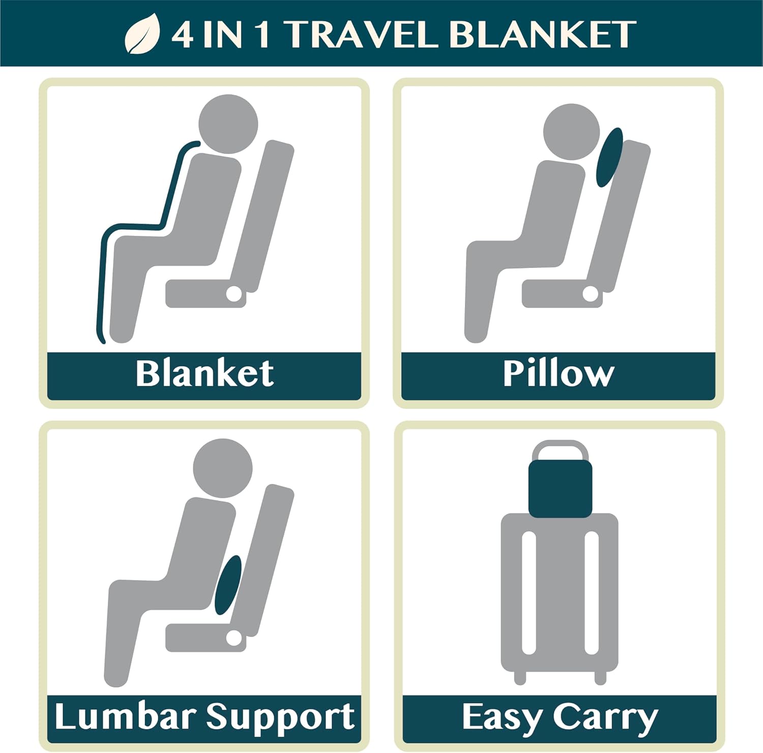 PAVILIA Travel Blanket with Arm Holes and Pillow